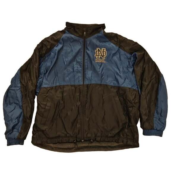 Notre Dame Fighting Irish Other - Vintage Notre Dame Fighting Irish Blue and Black Full Zip Windbreaker Jacket